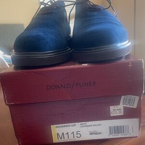 Donald J. Pliner Navy Velvet Lace-Up Oxfords